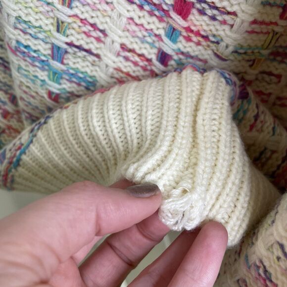 Sew In Love Rainbow Mock Neck Fisherman Knit Stitched Sweater Women's Size Large - Picture 13 of 13